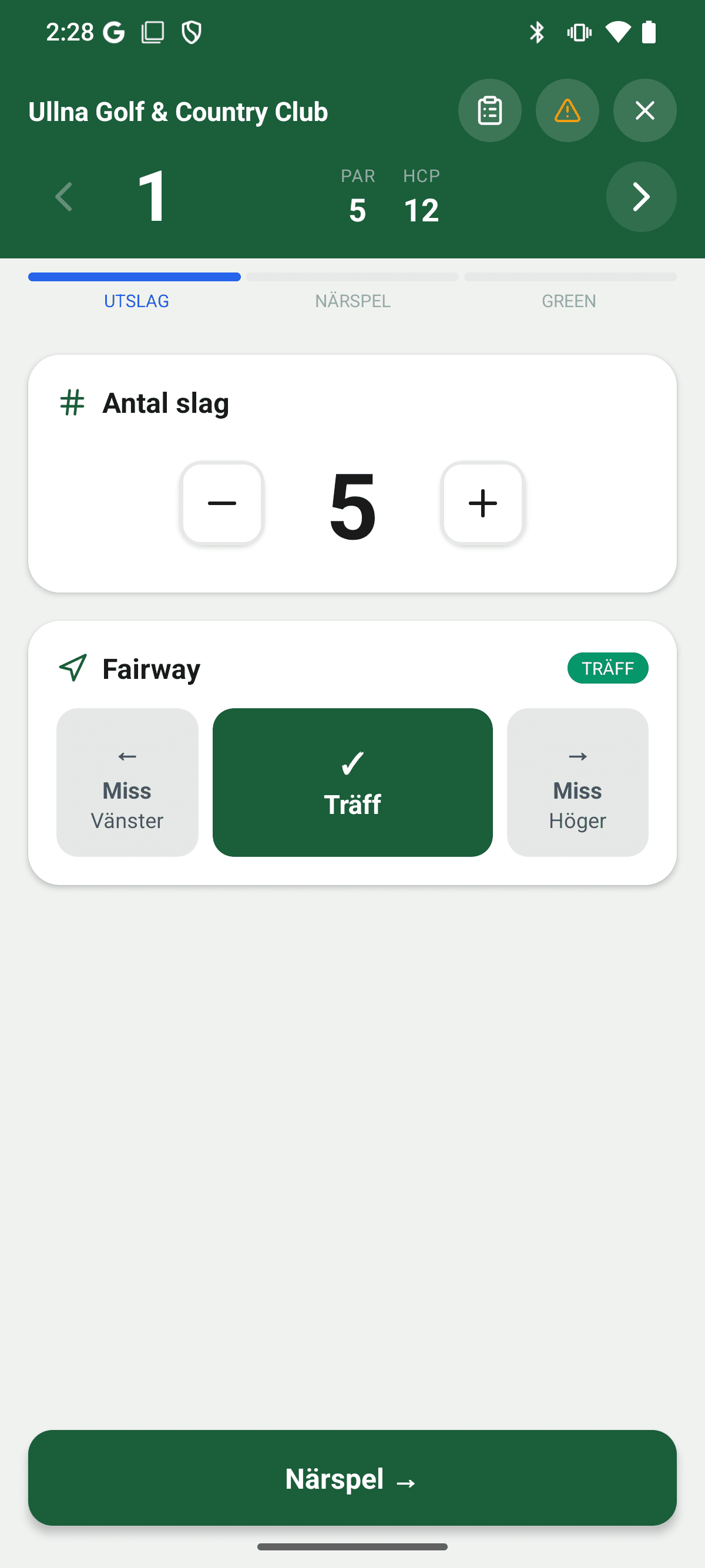 YourGolf Player - digitalt scorecard under spel