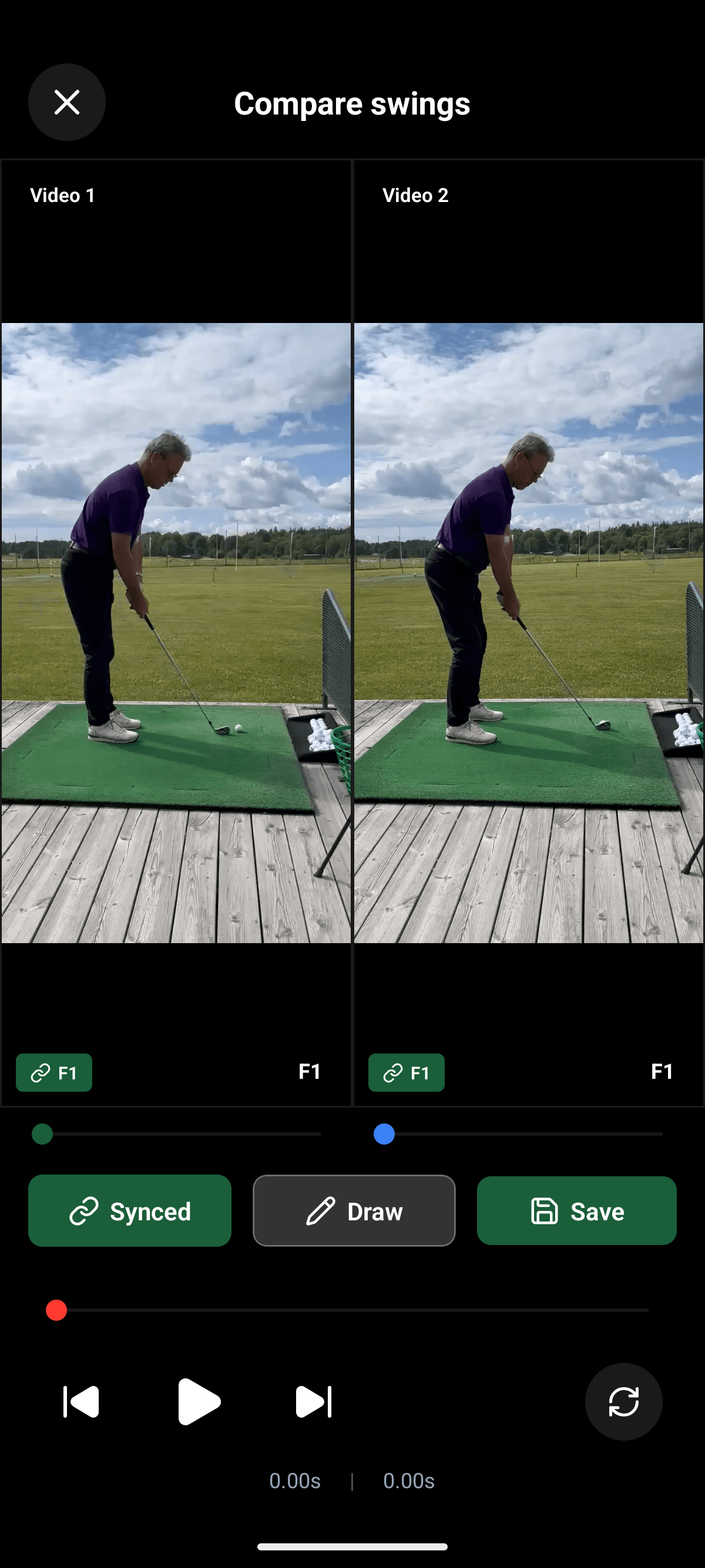 YourGolf Player - video comparison side by side