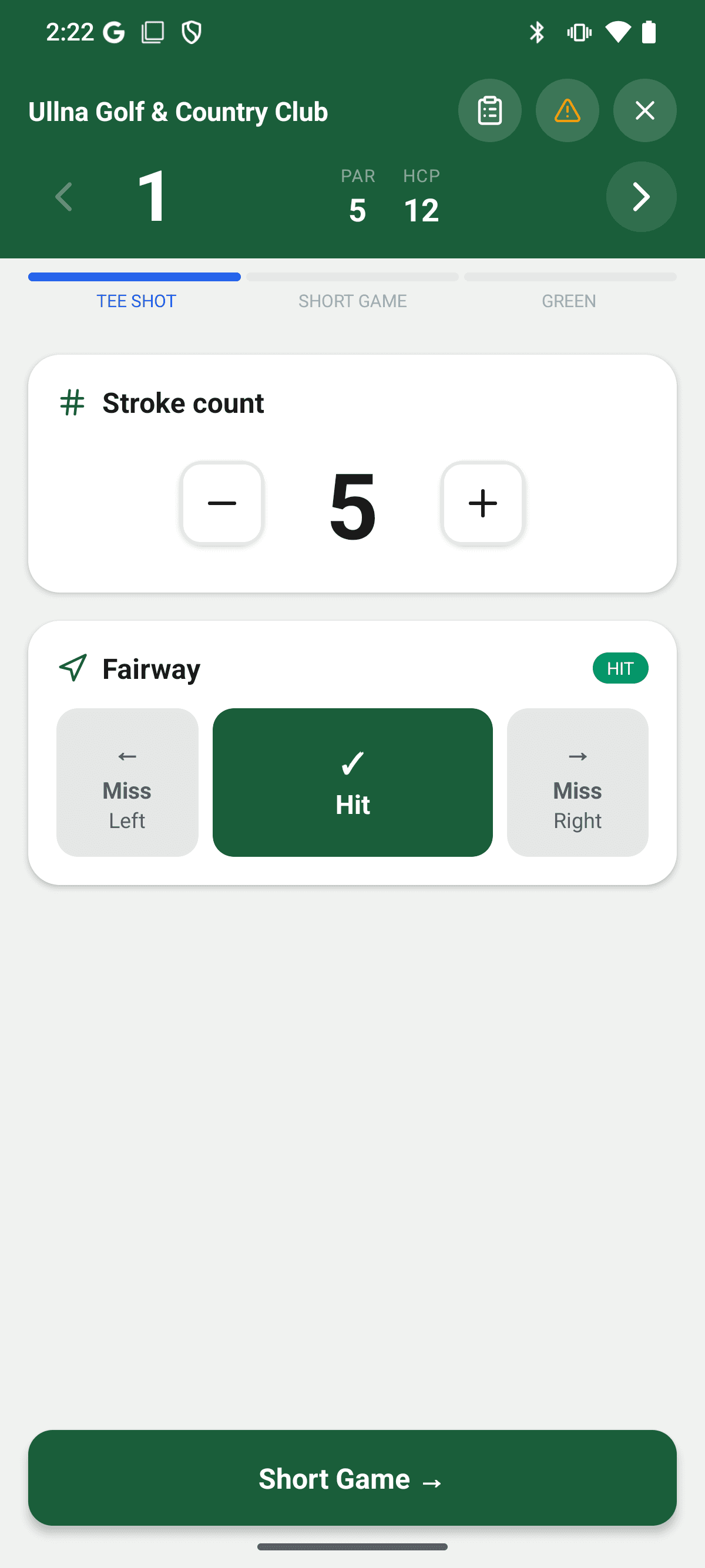 YourGolf Player - digital scorecard during play
