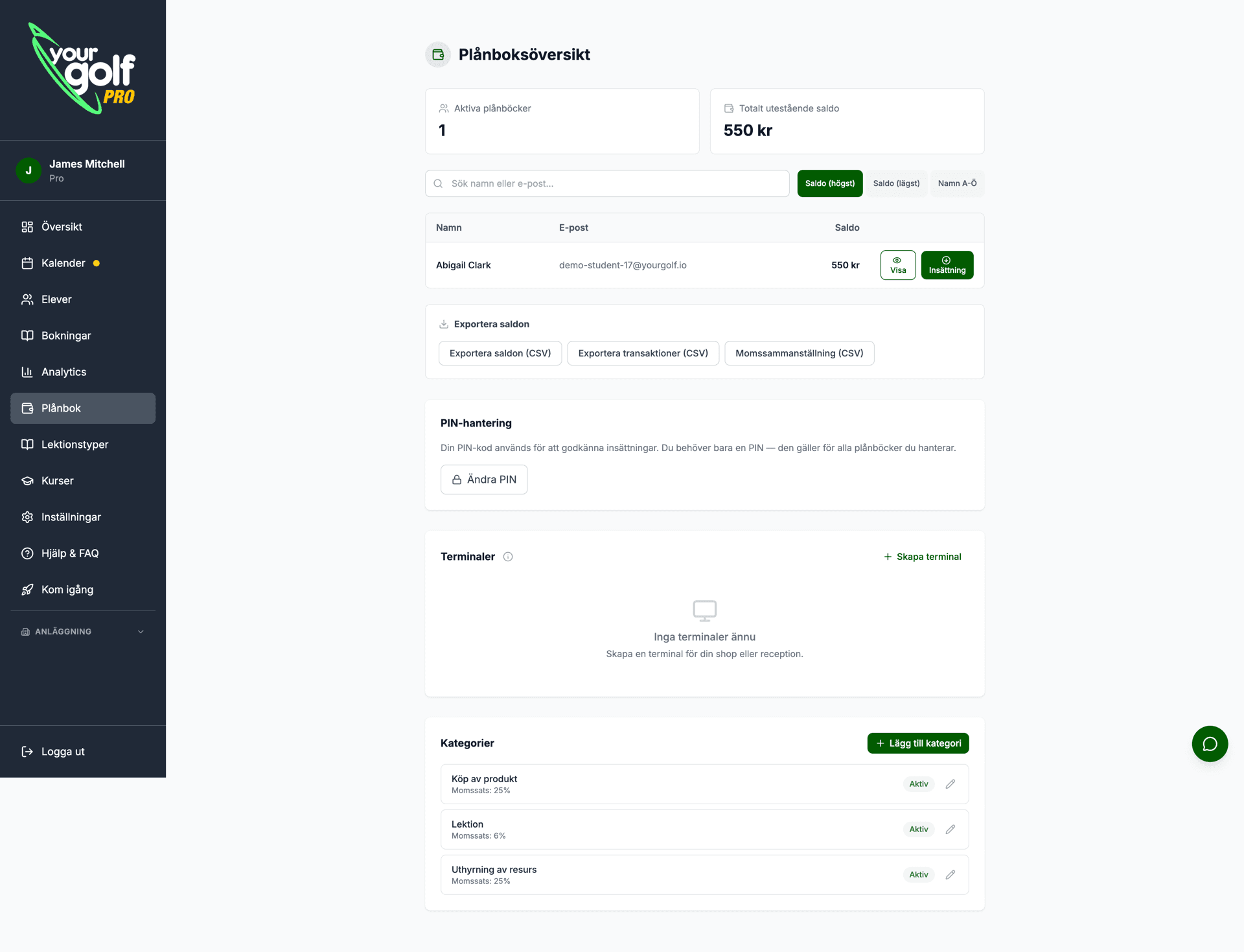 YourGolf Pro - financial overview