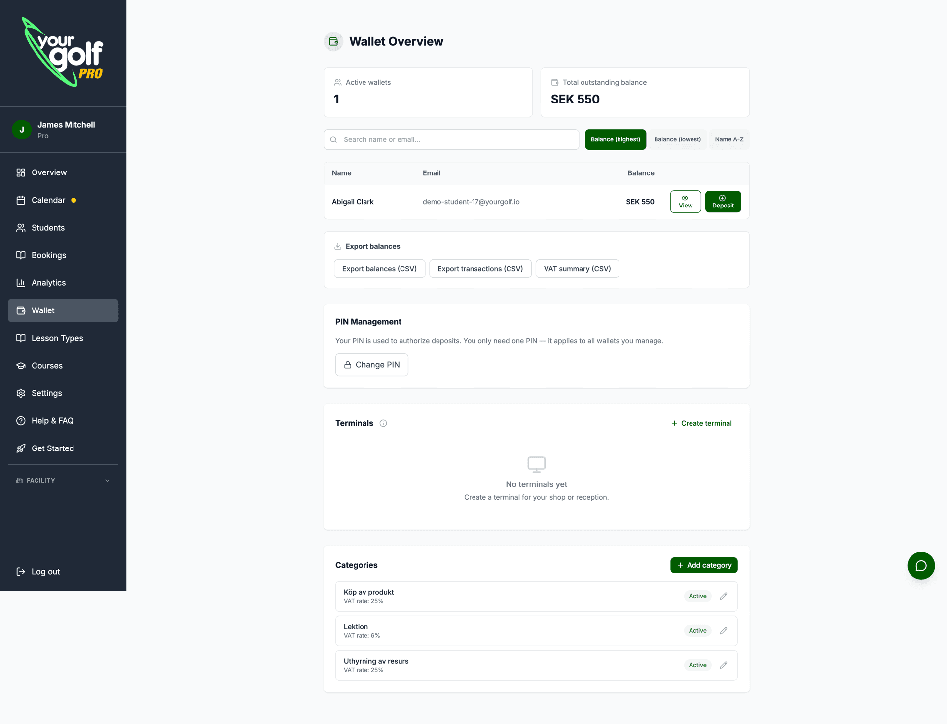 YourGolf Pro - financial overview